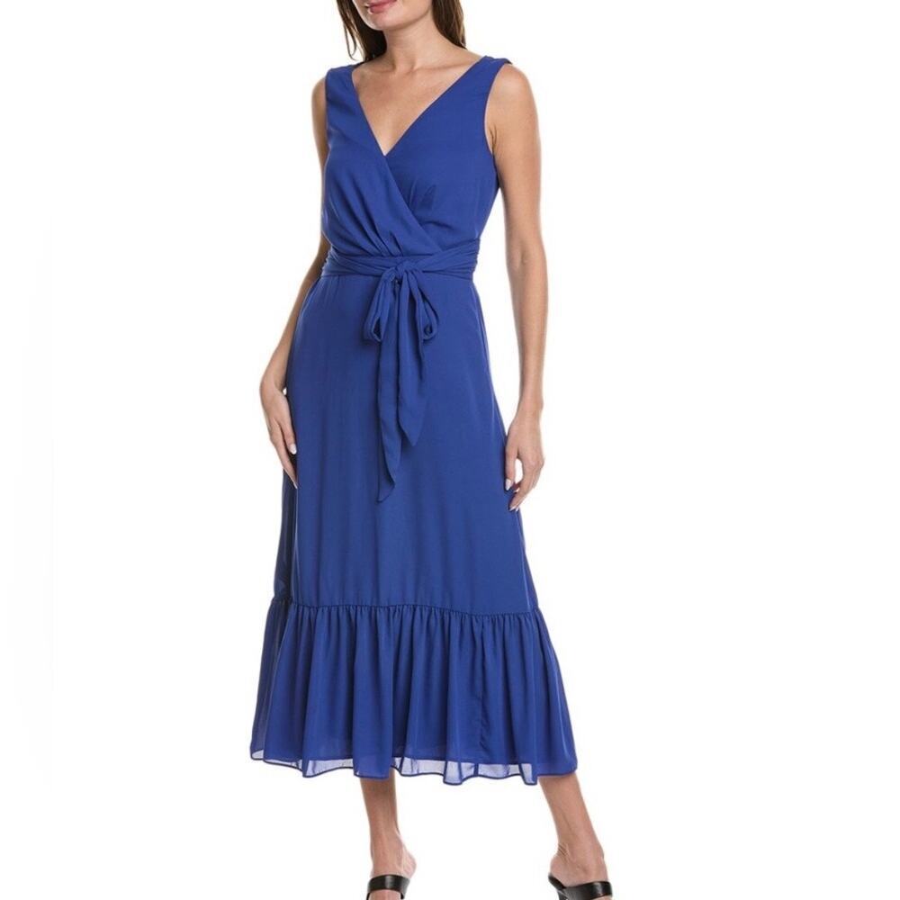 NWT Tommy Bahama Willow Cove Flounce Midi Dress Royal Blue Size 10